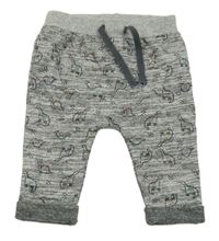 Tmavošedé melírované tepláky s dinosaury Primark