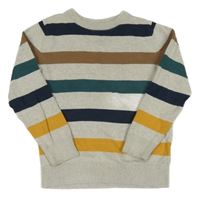 Šedo-modro-zeleno-hnědý pruhovaný lehký svetr C&A