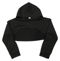 Černá crop sportovní mikina s kapucí Shein