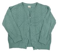 Zelený perforovaný propínací lehký svetr H&M