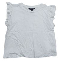 Bílé crop tričko s volánky New Look