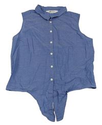 Světlemodrý halenkový crop top s vázáním H&M