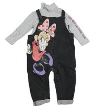 2set - Tmavošedé laclové teplákové rifle s Minnie + šedý rolák s nápisem  Primark