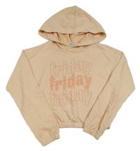 Meruňková crop mikina s nápisy a kapucí H&M