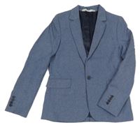 Šedomodré lněné společenské sako H&M