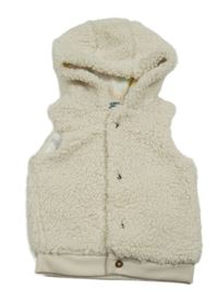 Smetanová huňatá vesta s kapucí F&F