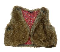 Hnědá kožešinová podšitá vesta  