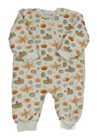 Bílý zateplený overal s listy a diny 