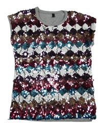 Šedo-barevné tričko s překlápějícími flitry 