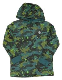 Petrolejovo-šedo-khaki army triko s lebkou a kapucí Next