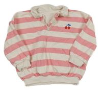 Bílo-růžová pruhovaná oversize mikina s třešněmi George