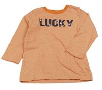 Oranžové pruhované triko s nápisem Topomini