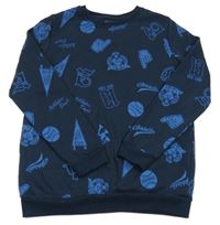 Tmavomodrá mikina s obrázky Primark