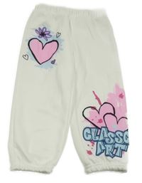 Bílé tepláky se srdíčky Shein