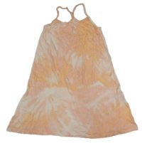 Meruňkovo-růžovo-bílé batikované lehké šaty H&M