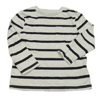 Šedo-černé melírované pruhované triko F&F