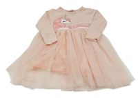 Světlerůžové šaty s jednorožcem a tylovou sukní