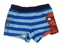 Modré pruhované nohavičkové plavky se Spidermanem 