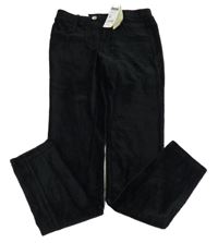 Nové - Černé žebrované sametové tregíny Benetton