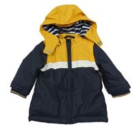 Tmavomodro-hořčicová voděodolná zateplená bunda s kapucí Orchestra 