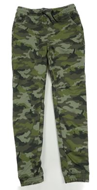 Khaki-černé army cuff kalhoty Primark