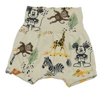 Béžové kraťasy se zvířátky a Mickeym 