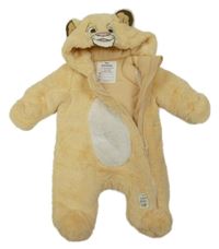 Vanilkovo-bílá kožešinová zateplená kombinéza s kapucí - Simba Primark