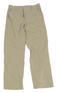 Béžové chino lněné slim fit kalhoty H&M