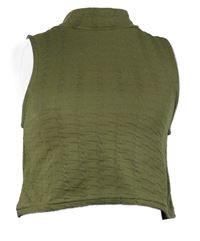 Dámský khaki vzorovaný crop top zn. Boohoo 