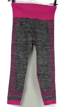Dámské šedo-neonově růžové melírované sportovní capri legíny