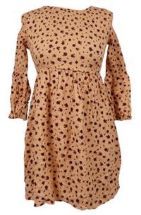 Dámské oranžové kytičkované žabičkové petite šaty Glamorous 