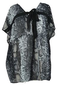 Dámská černo-bílá vzorovaná šifonová halenka s mašlí Mint Velvet 