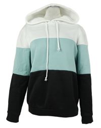 Dámská bílo-světlemodro-černá pruhovaná mikina s kapucí Shein 