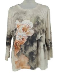 Dámské béžové triko s květy Apanage 