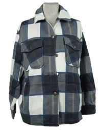 Dámská tmavomodro-šedo-bílá kostkovaná košilová bunda Rising