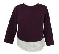 Dámská purpurovo-bílá žebrovaná halenka Tall Weijl 