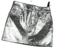 Dámská stříbrná koženková minisukně Bershka 