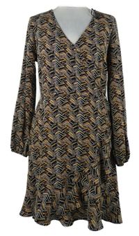 Dámské černo-béžovo-rezavé vzorované šaty Papaya 