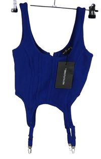 Nové - Dámský safírový pletený crop top PrettyLittle Thing