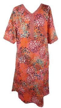 Dámské červeno-barevné vzorované plážové šaty 