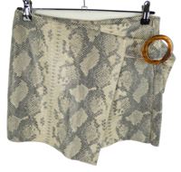 Dámská béžovo-černá vzorovaná skort sukně s páskem Zara 