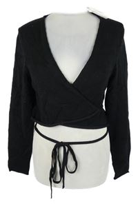Dámský černý svetrový zavinovací crop svetr Zara 