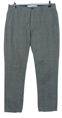 Pánské šedé kostkované plátěné crop skinny kalhoty Topman 