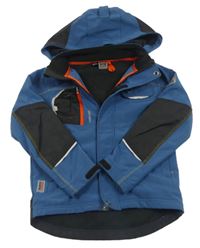 Modro-černá softshellová bunda s kapucí 