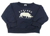 Tmavomodrá oversize mikina s nosorožcem Petit Bateau