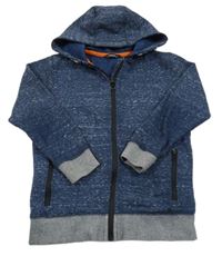 Tmavomodrá melírovaná propínací mikina s kapucí George