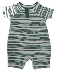 Zeleno-bílý pruhovaný kraťasový overal M&Co.