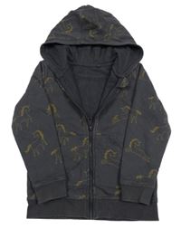 Šedá propínací mikina s jednorožci a kapucí George