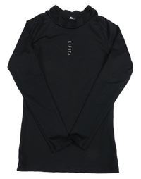 Černé sportovní funkční triko s logem Kipsta