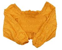 ORanžová žabičková crop halenka s madeirou River Island